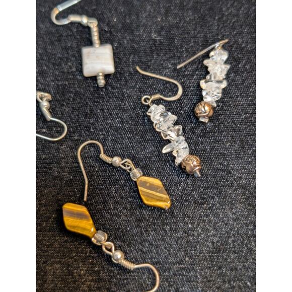 Stone, Crystal, Glass Dangle Earrings & One Green Glass Bracelet Jewelry Lot - Picture 11 of 12